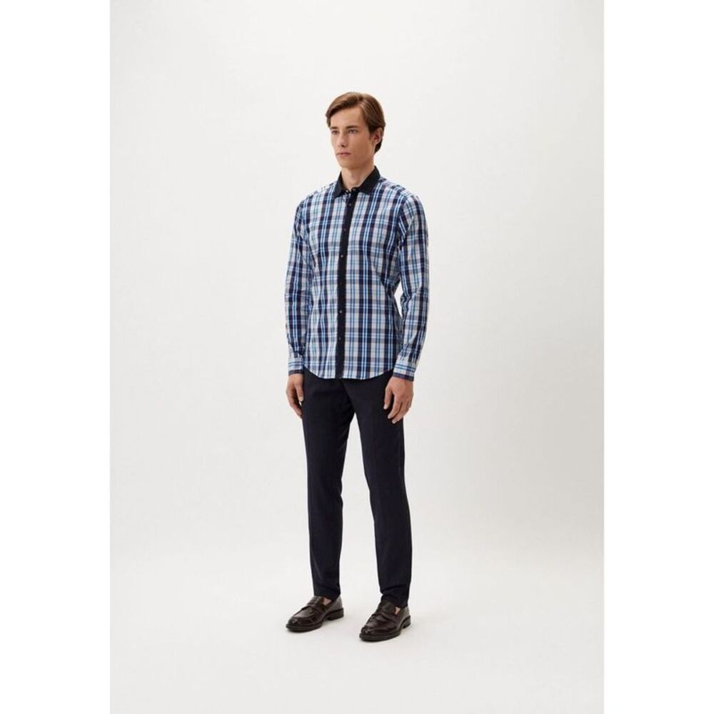 Bikkembergs Navy Blue Cotton Pattern Men's Shirt